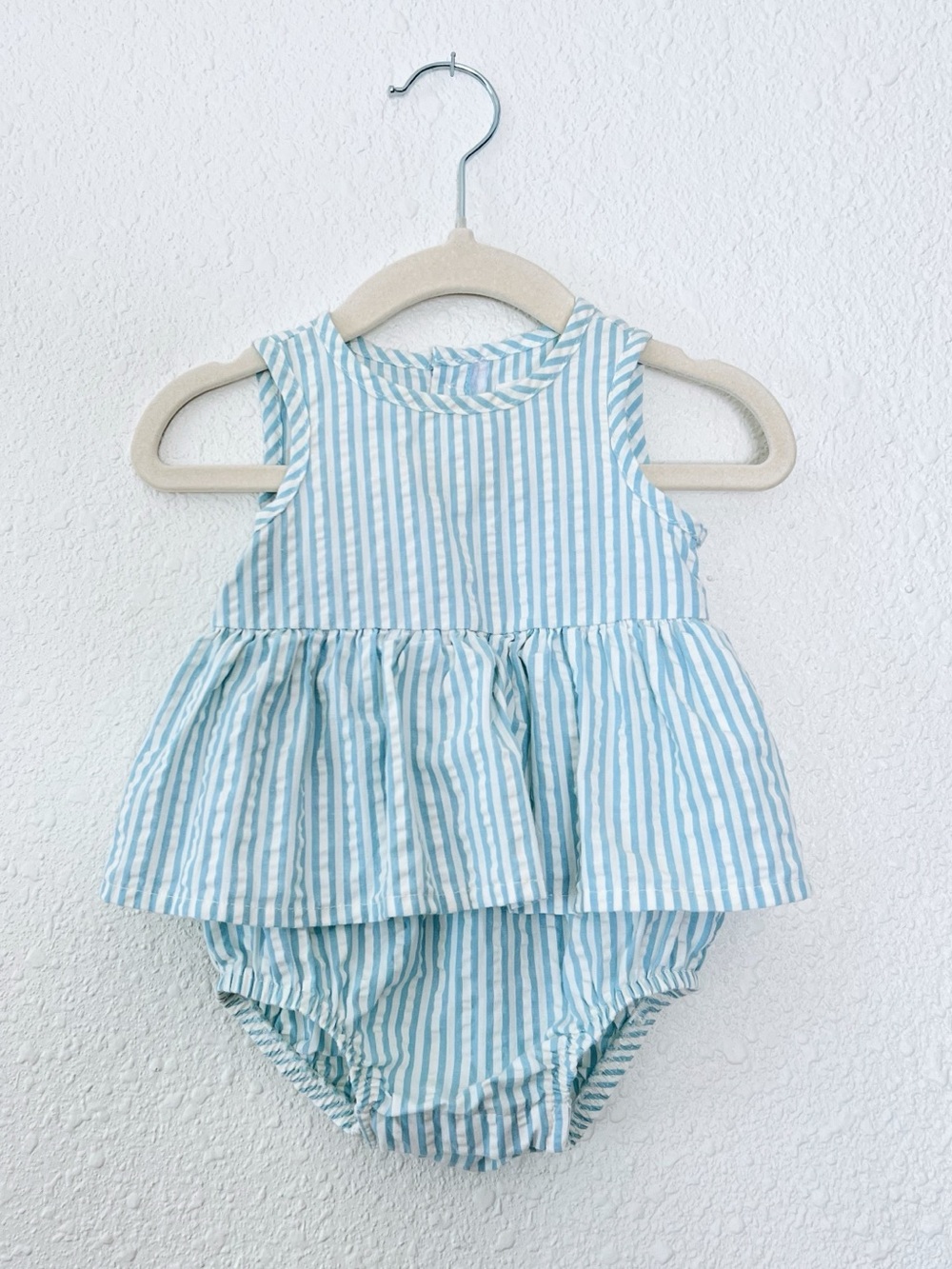 Little Planet Baby Girl Seersucker Ruffle Sunsuit